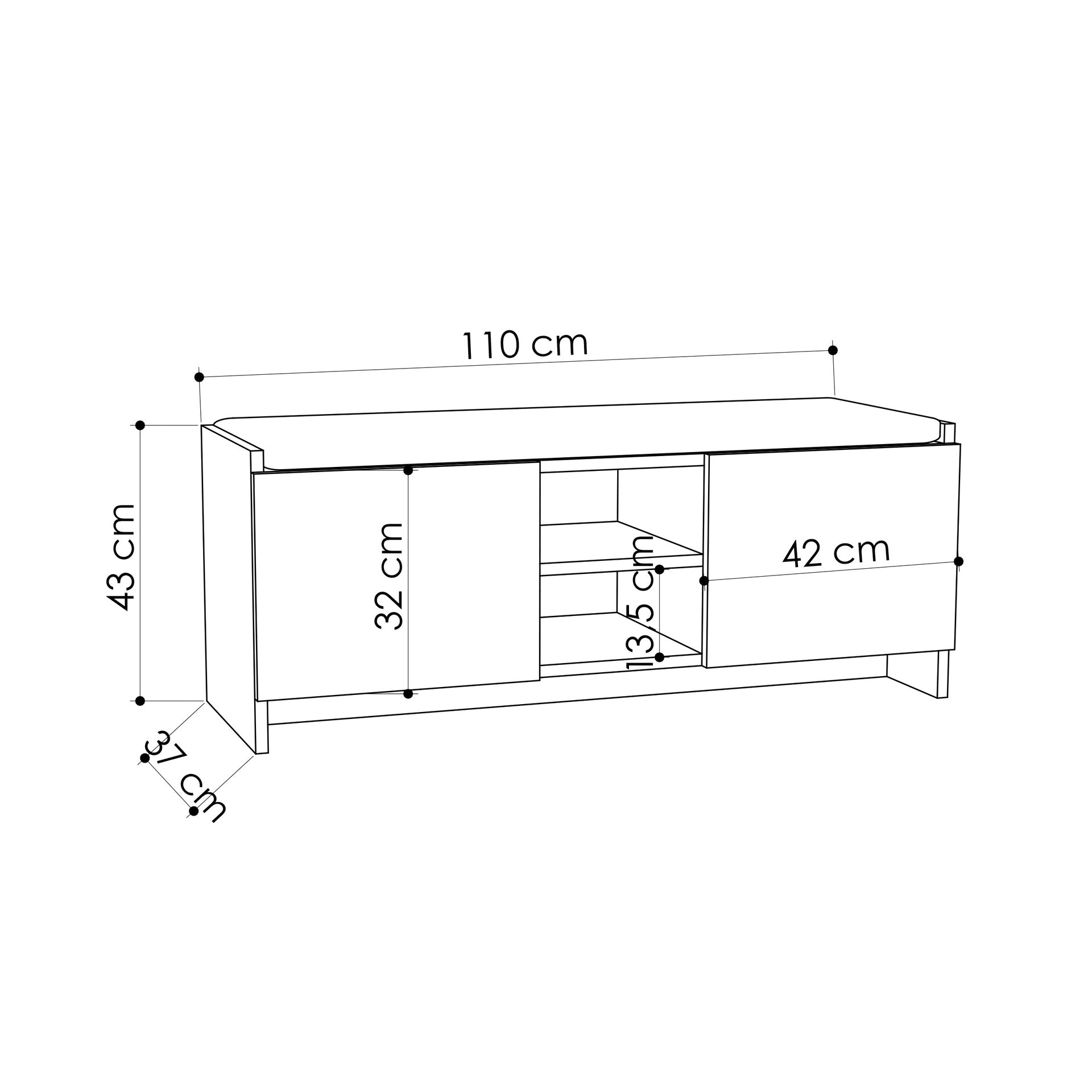 Schuhbank mit Türen und Kissen 110x40H cm weiß - Zulla