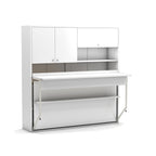 Lit escamotable simple avec bureau coulissant couleur blanc 207 cm - Nitro