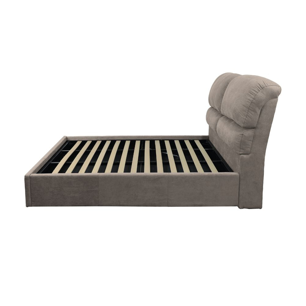 Lit coffre une place et demie en tissu coloris tourterelle 178x222x120H Sofaback