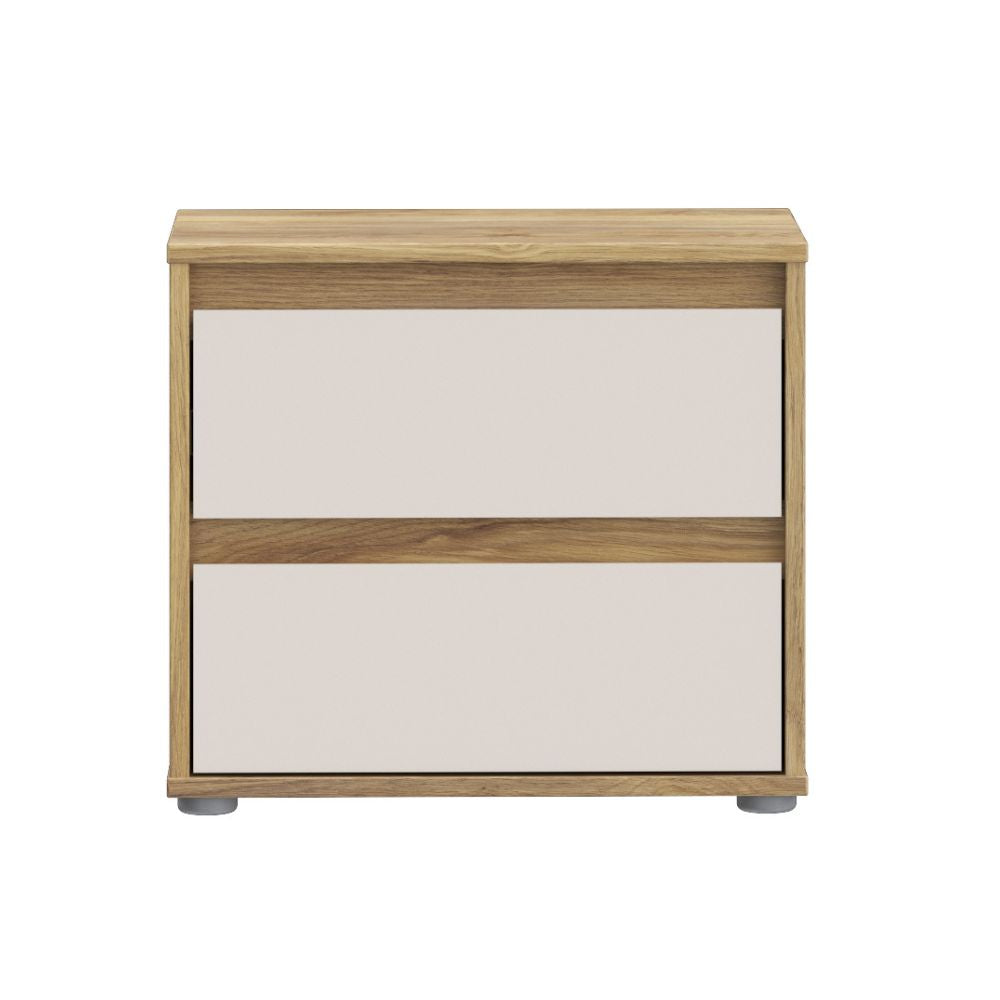 Comodino con 2 cassetti colore rovere e cashmere Neutra