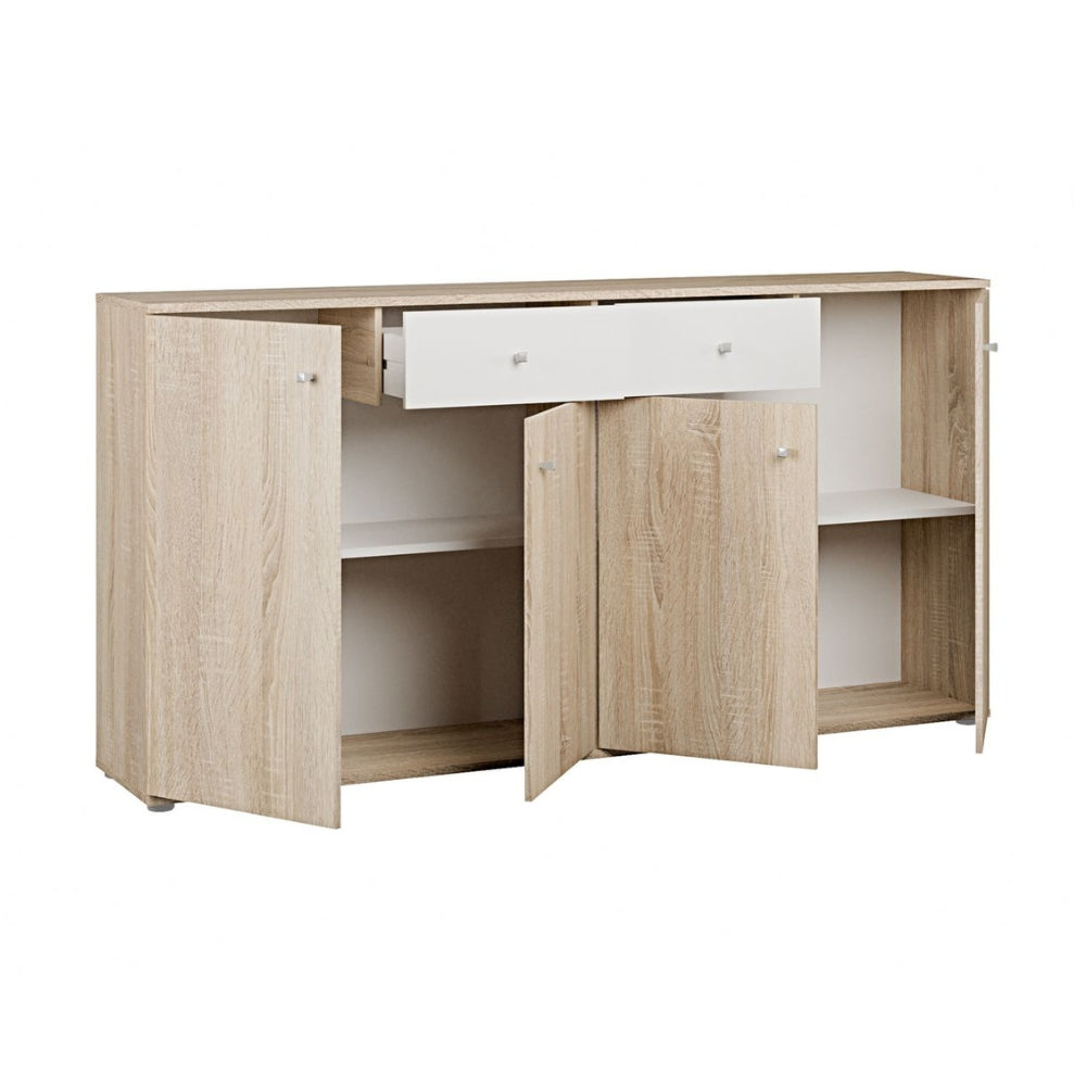 Madia 4 ante e 2 cassetti in rovere e bianco 159 cm Nilo