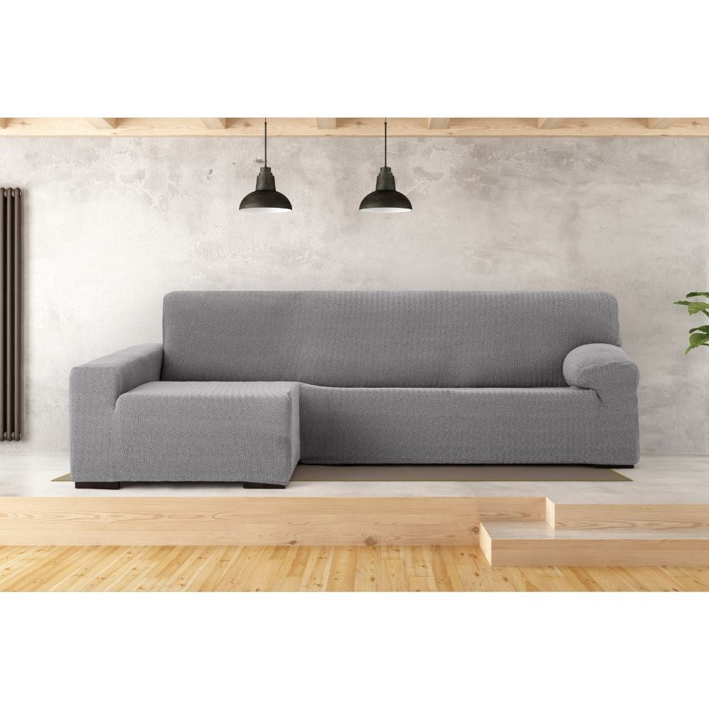 Copridivano elastico 250/310 cm penisola sinistra grigio bracciolo lungo