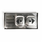 Lavello cucina da appoggio due vasche con gocciolatoio destro 120x60 cm - Samet SA46DX
