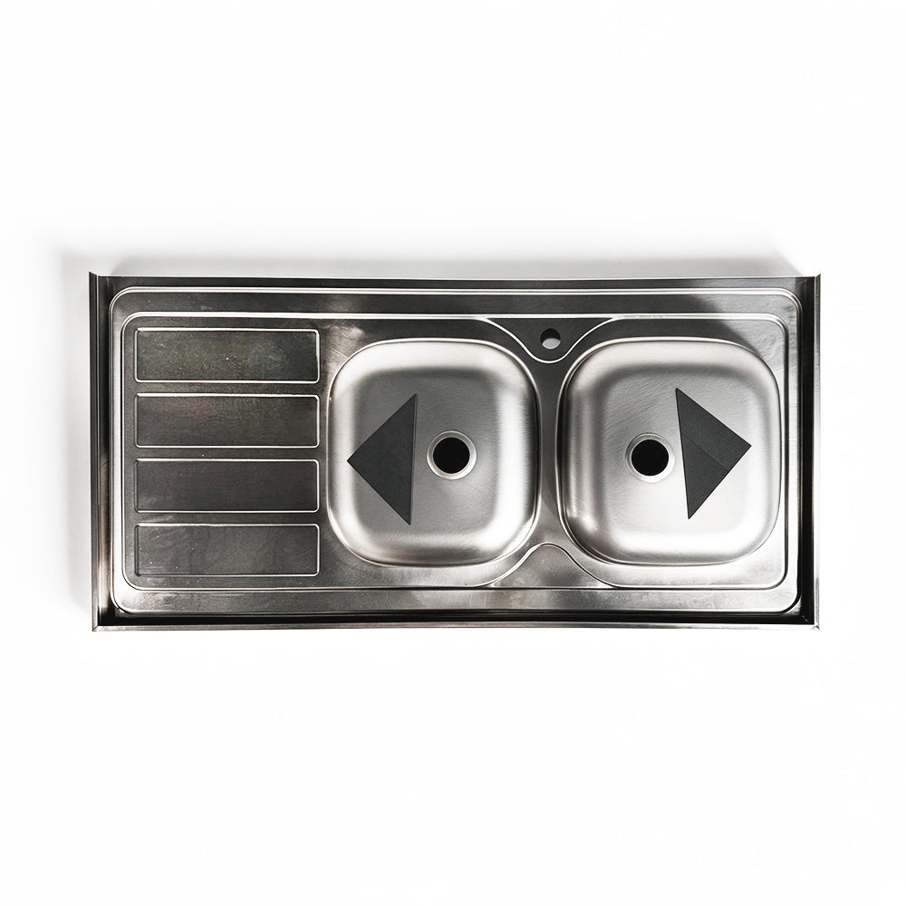 Lavello cucina da appoggio due vasche con gocciolatoio destro 120x60 cm - Samet SA46DX
