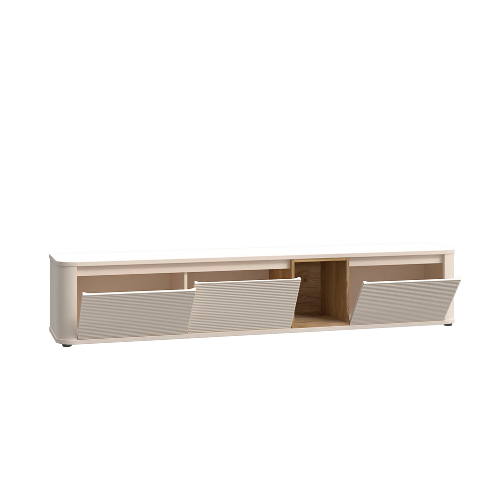 Parete attrezzata con porta Tv e pensili rovere e cashmere Core