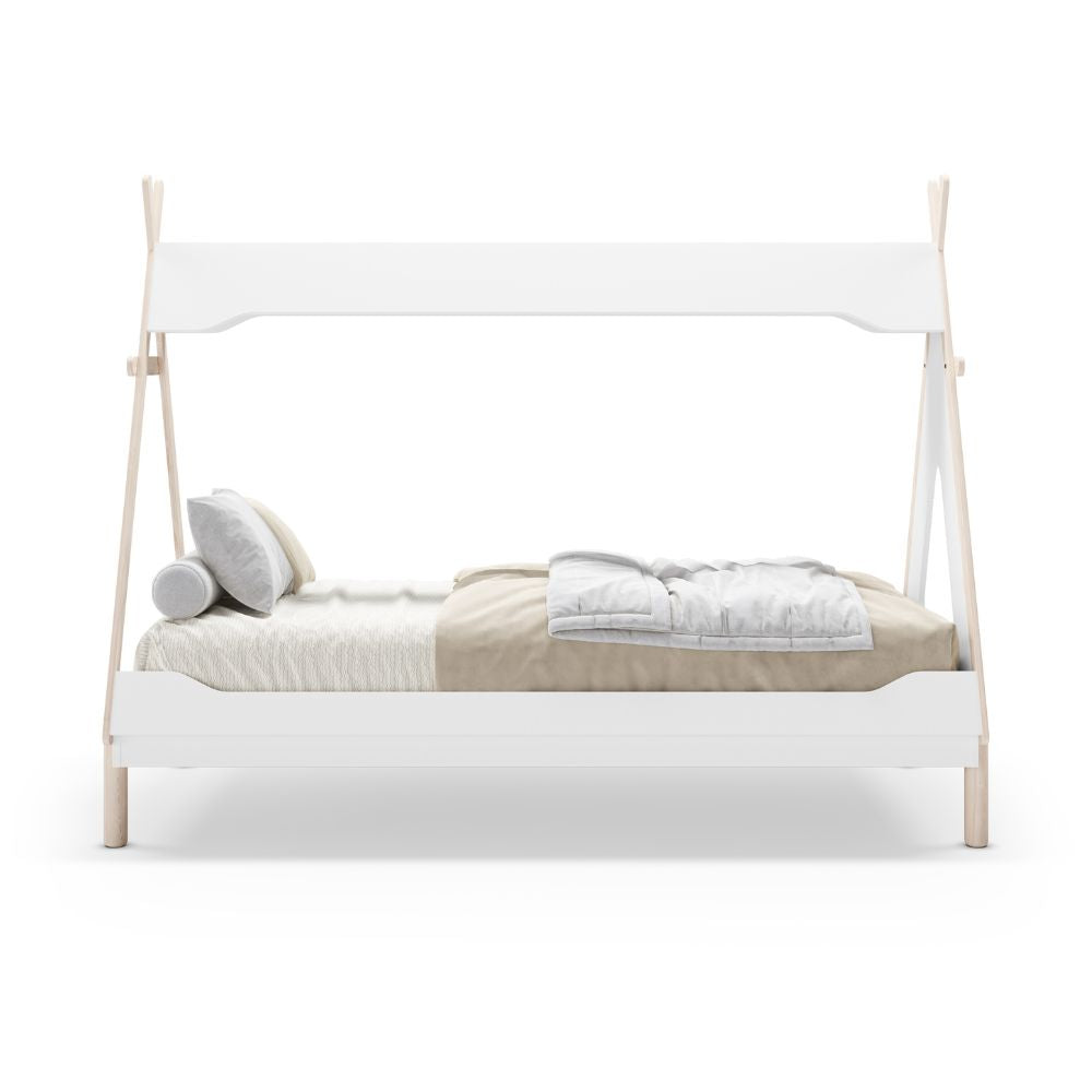 Einzelbett in Zeltform weiß und Kiefer - Nora