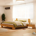 Letto matrimoniale 180x200 con comodini integrati bianco e rovere Meria