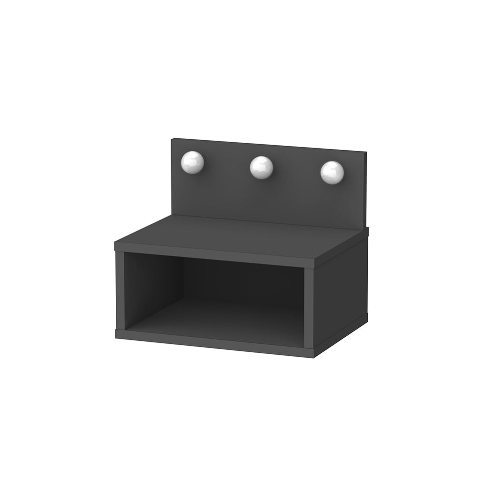Comodino sospeso con luci LED integrate e vano a giorno colore antracite Treo