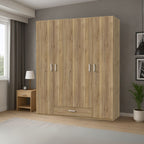 Kleiderschrank 4 Türen 1 Schublade Eichefarbe 177,5x54x210,5H Arcadia