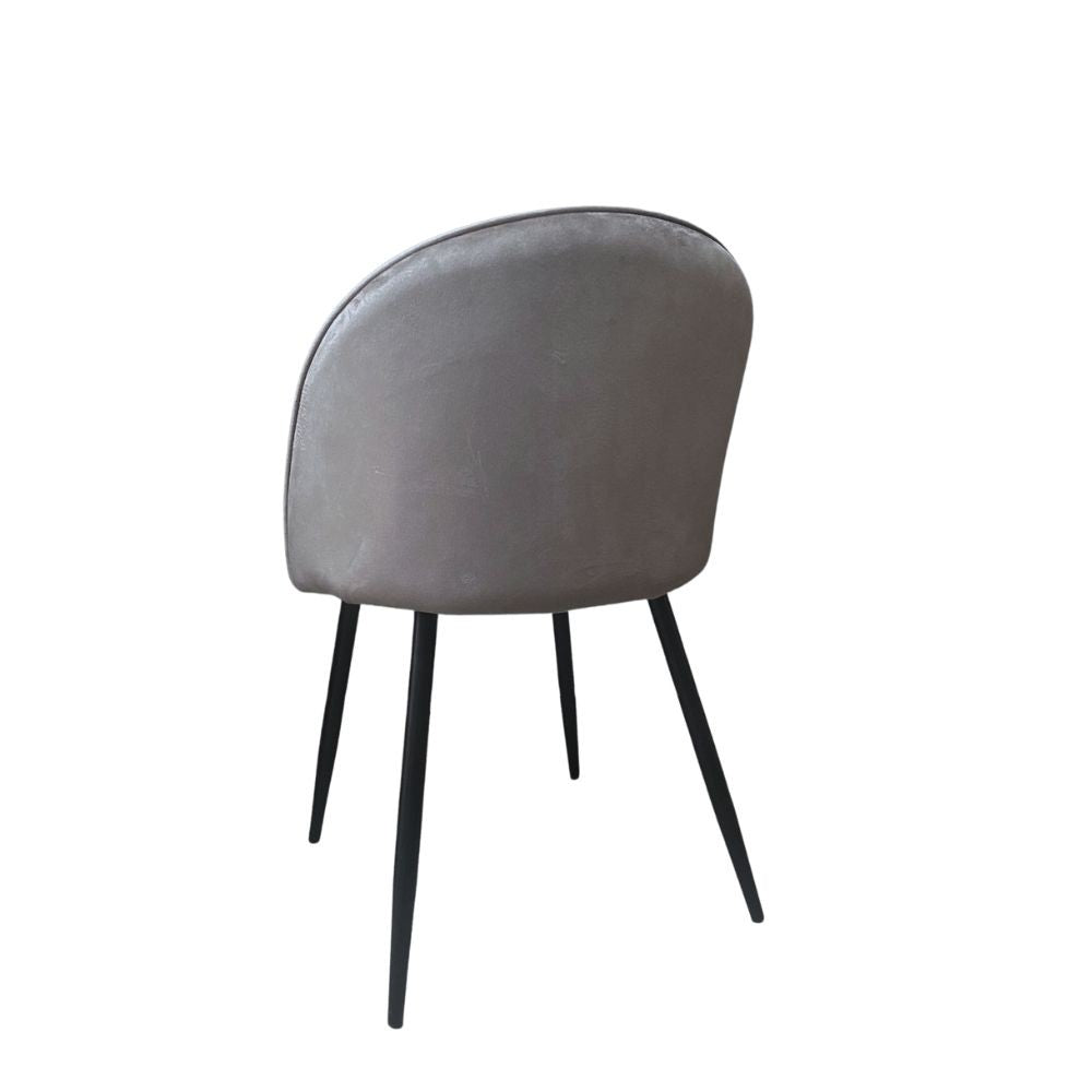Lot de 4 chaises en tissu gris et pieds en métal noir - Despina