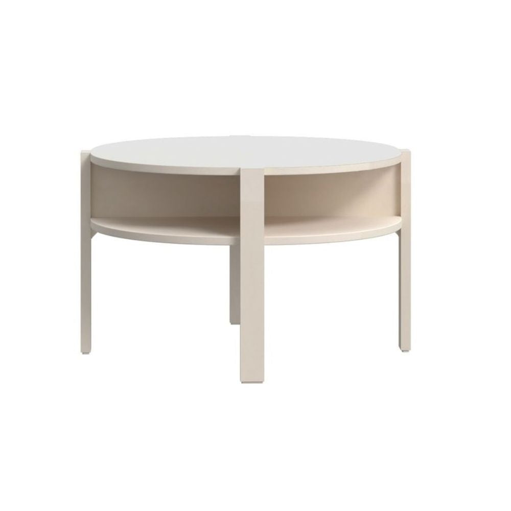 Tavolino da salotto rotondo 74 cm con ripiano inferiore colore cashmere Aura