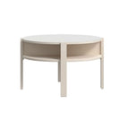 Tavolino da salotto rotondo 74 cm con ripiano inferiore colore cashmere Aura