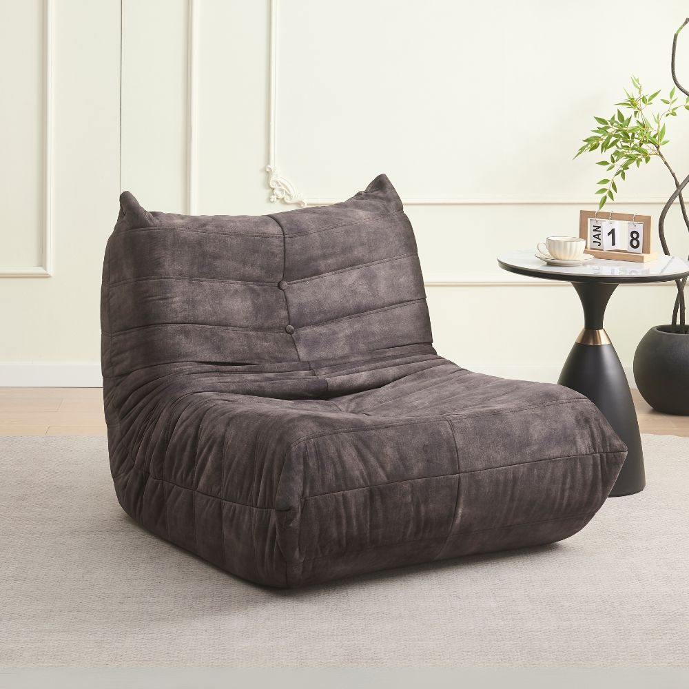 Poltrona in schiuma rivestita in tessuto colore grigio scuro Horace