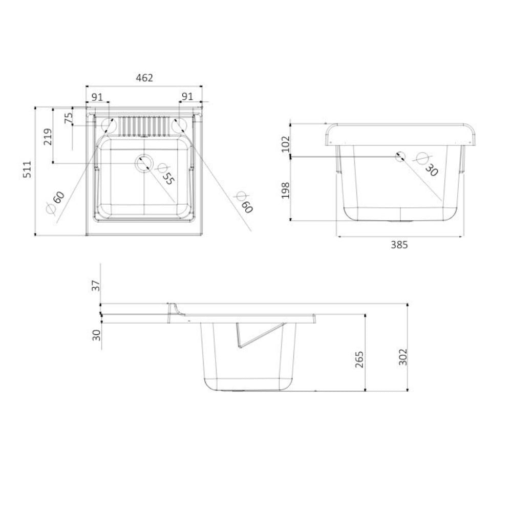 Meuble sous-lavabo en PVC blanc 45x50 cm - Laden