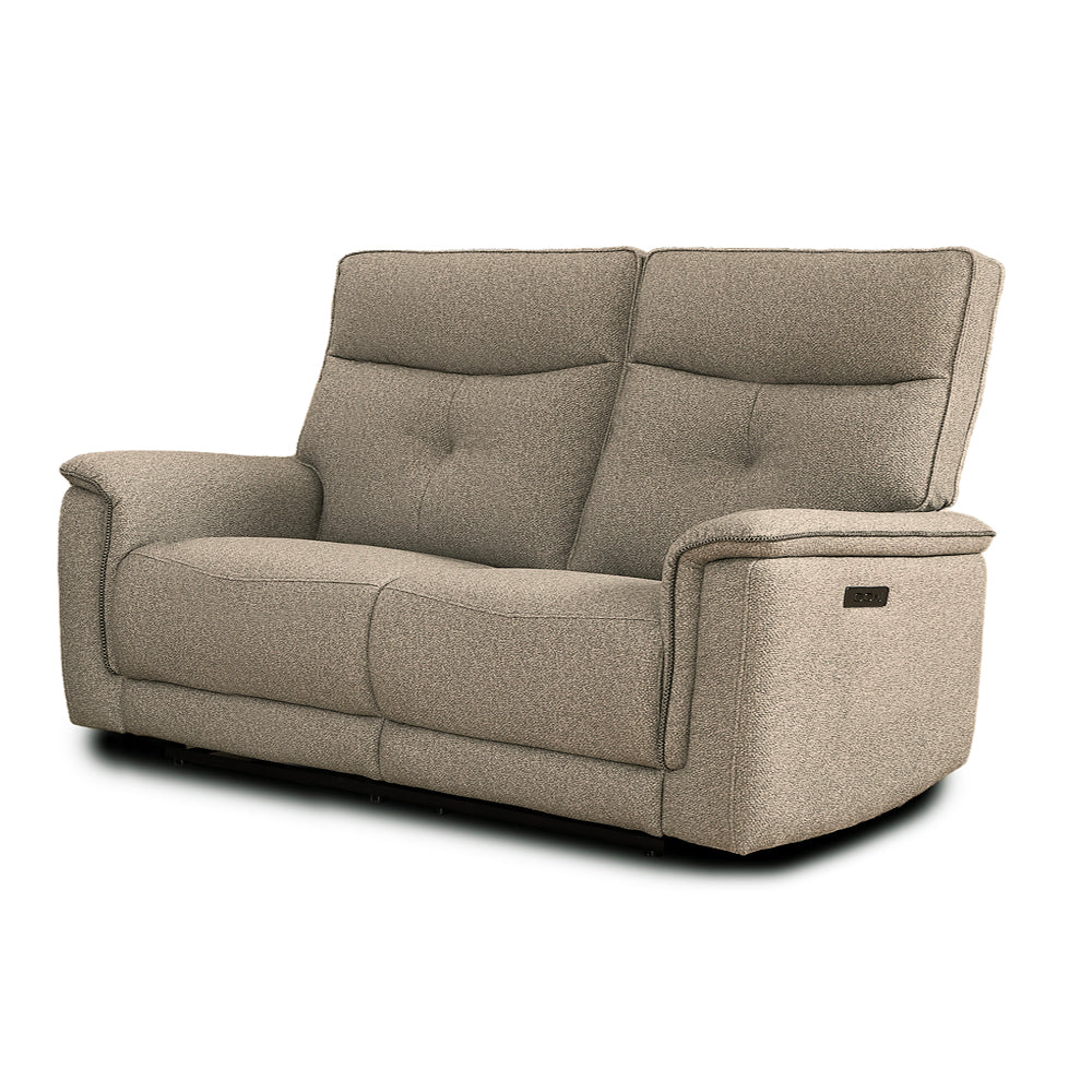Divano recliner 3 posti elettrico in tessuto sabbia 198 cm Elysio