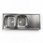 Évier de cuisine à poser double bac égouttoir à droite 120x50 cm - Samet SA127DX