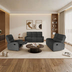 Divano relax 3+2 con poltrona recliner in tessuto grigio scuro PotterSET