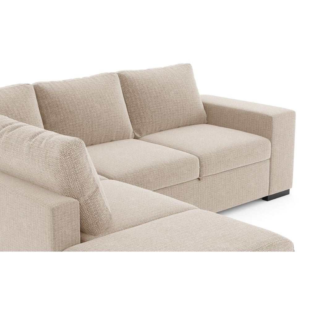 Divano letto angolare reversibile con bracciolo contenitore colore sabbia 248 cm - Kotty