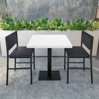 Quadratischer Tisch mit weißer Platte und schwarzem Metallfuß 80x80 cm - Jeil