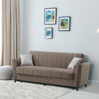 Divano a 3 posti con contenitore e funzione letto colore marrone 223 cm - Mokel