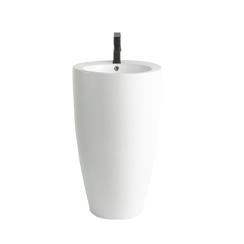 Rechteckiges Standwaschbecken aus glänzender weißer Keramik 53x46,5x86,5 LAV203
