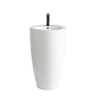 Rechteckiges Standwaschbecken aus glänzender weißer Keramik 53x46,5x86,5 LAV203