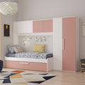 Brückenbett mit Ausziehbett in Weiß und Altrosa - Pinky