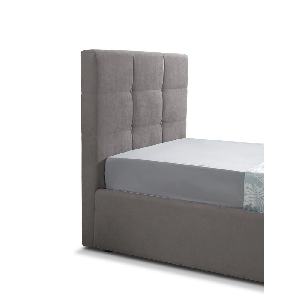 Letto singolo con contenitore tessuto colore tortora Napoli