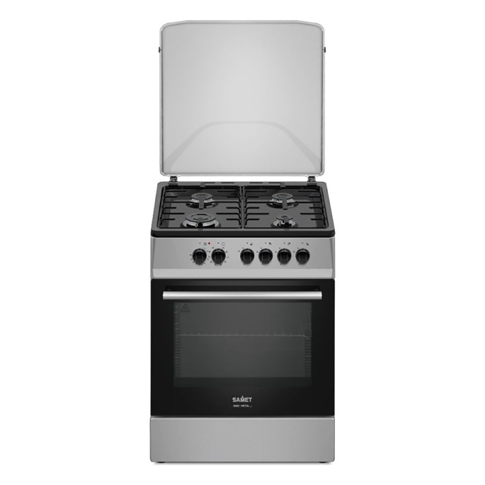 Cucina a gas 60x60 cm silver con forno ventilato multifunzione 70 litri classe A Tremiti Samet Indomita Line