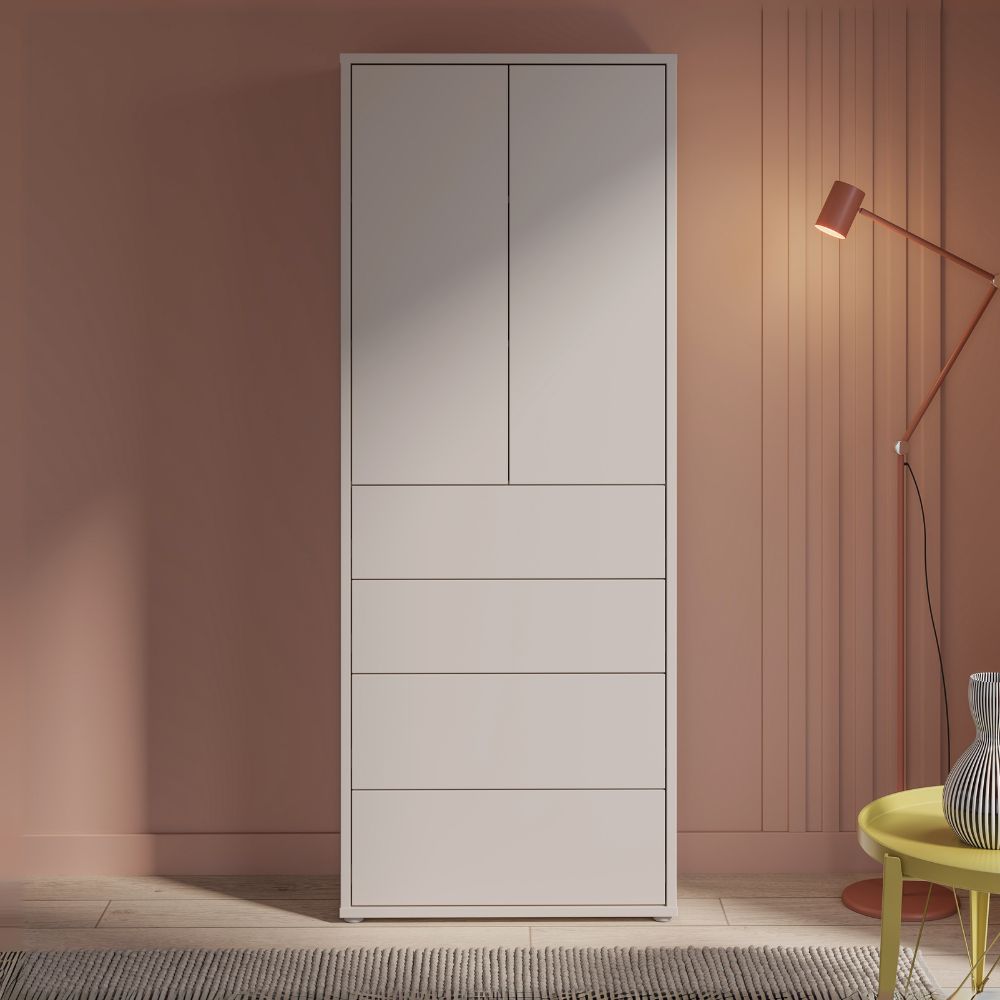 Mobile multiuso 4 cassetti e 2 ante  colore cashmere 75x35x192 Medea