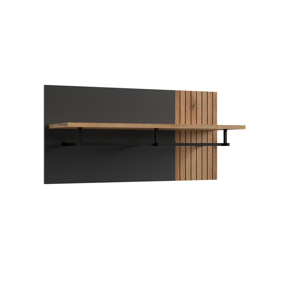 Set ingresso con mobile multiuso e mensola appendiabiti in antracite e rovere evoque Esteban