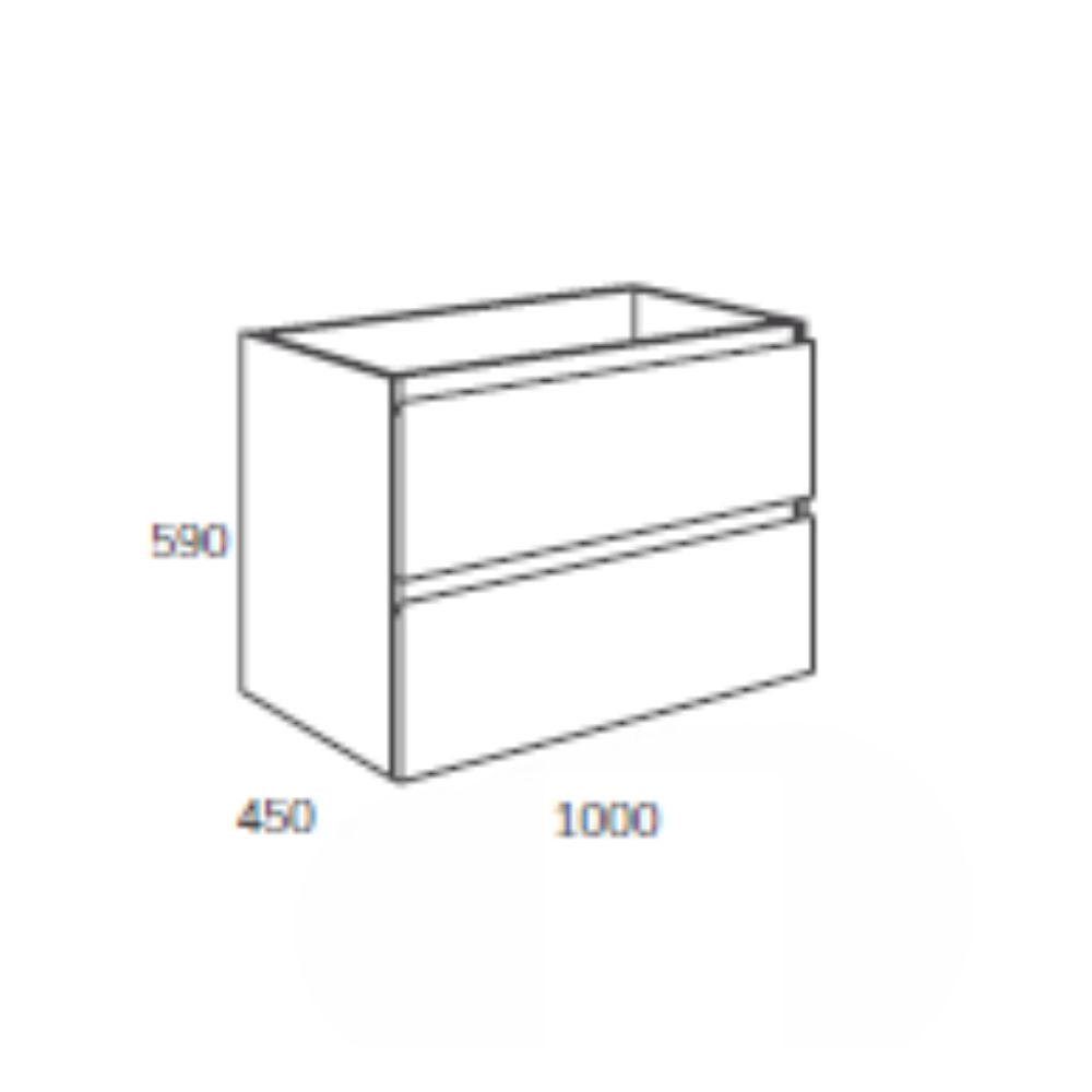 Hängender Badezimmerschrank 100 cm mit 2 Schubladen in Grau-Eiche 100x45x59H cm - Mancys
