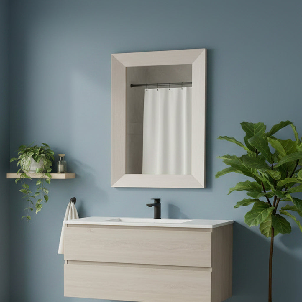 Specchiera rettangolare con cornice larice beige 102x65 cm. Loto