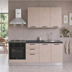 Cucina completa con elettrodomestici colore cashmere Taurusnew 195 cm Industrie Valentini