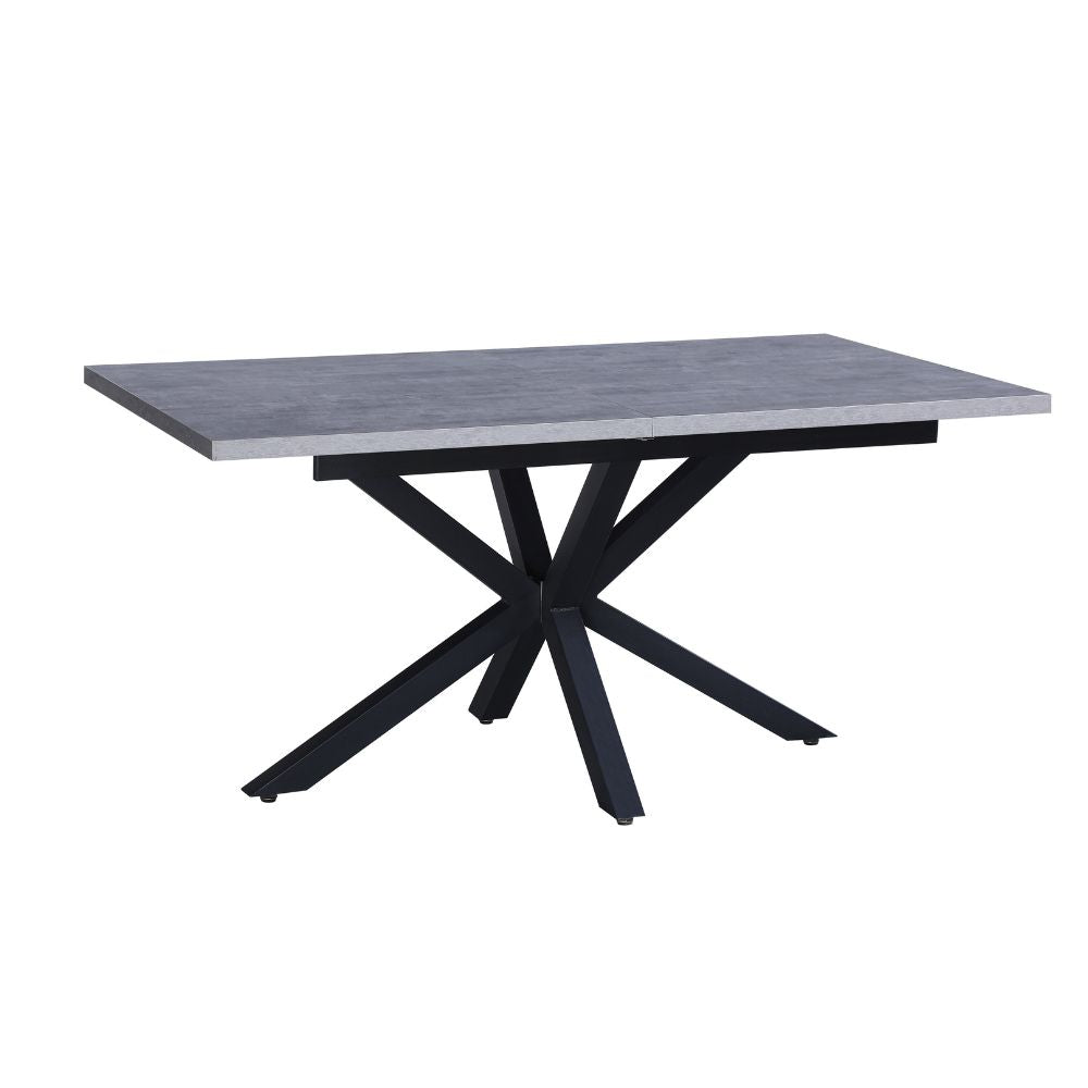 Tavolo allungabile con piano color cemento e gambe nere 160x190 cm - Bori