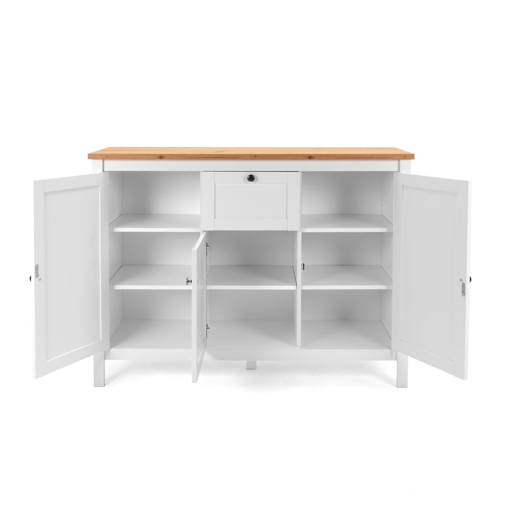 Madia 3 ante e 1 cassetto colore bianco e top artisan rovere 120 cm Bergen57