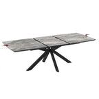 Ausziehbarer Tisch, Tischplatte mit schwarzer Arabesken-Marmoroptik und schwarzem Untergestell 180/240x100x76H Verano
