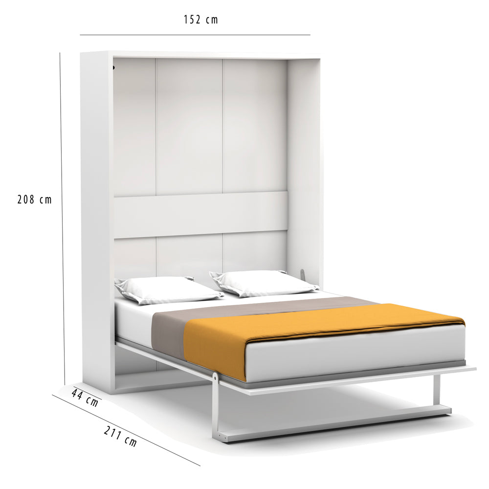 Lit escamotable double blanc 152x208H cm - Loft