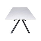 Tavolo fisso con piano effetto marmo bianco e struttura in metallo nero stile Shangai 180x90 Corveo