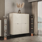 Credenza 4 ante design geometrico colore cashmere e top rovere Mirage04