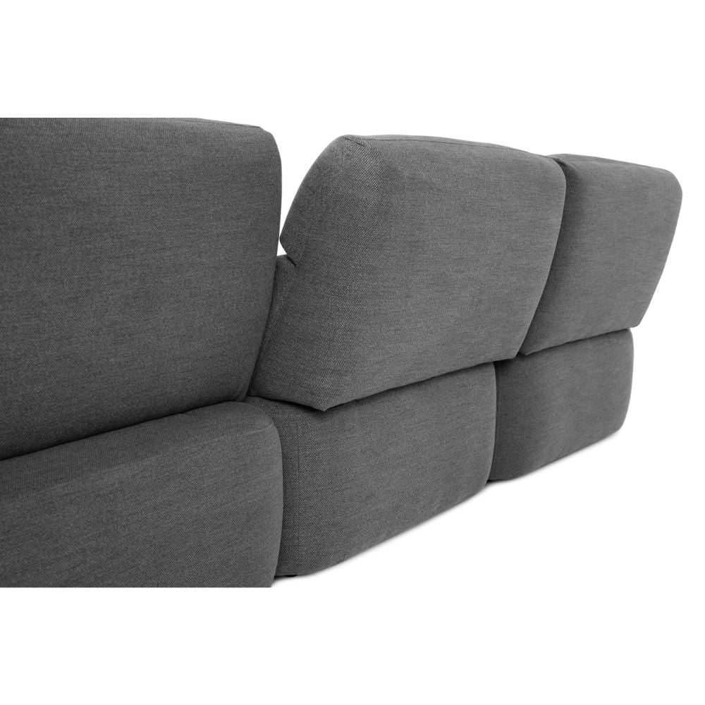 Canapé avec méridienne réversible et assise coulissante en tissu gris foncé 307 cm - Koda