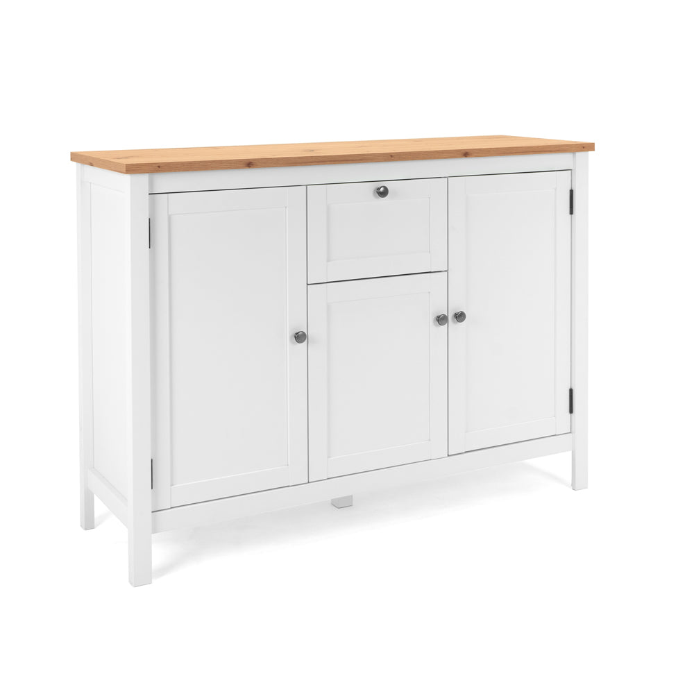 Madia 3 ante e 1 cassetto colore bianco e top artisan rovere 120 cm Bergen57