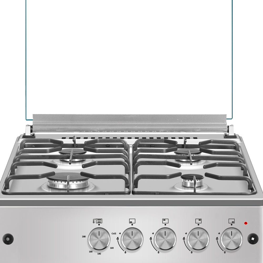 Gasherd 50x80h cm aus Edelstahl mit Backofen Klasse A - Flora 60