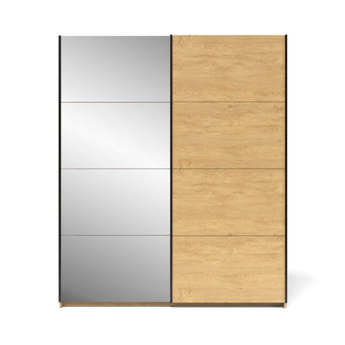 Armadio con ante scorrevoli e specchio colore rovere 170x205H cm - Bedos