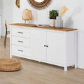 Credenza in legno massiccio colore bianco e pino 150x40x80H Miranda