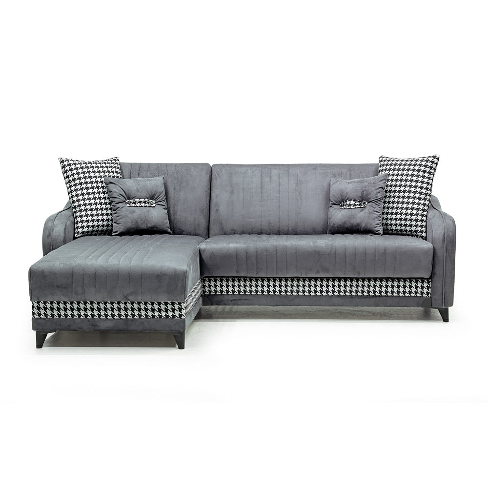 Divano con penisola contenitore reversibile colore grigio - Laos