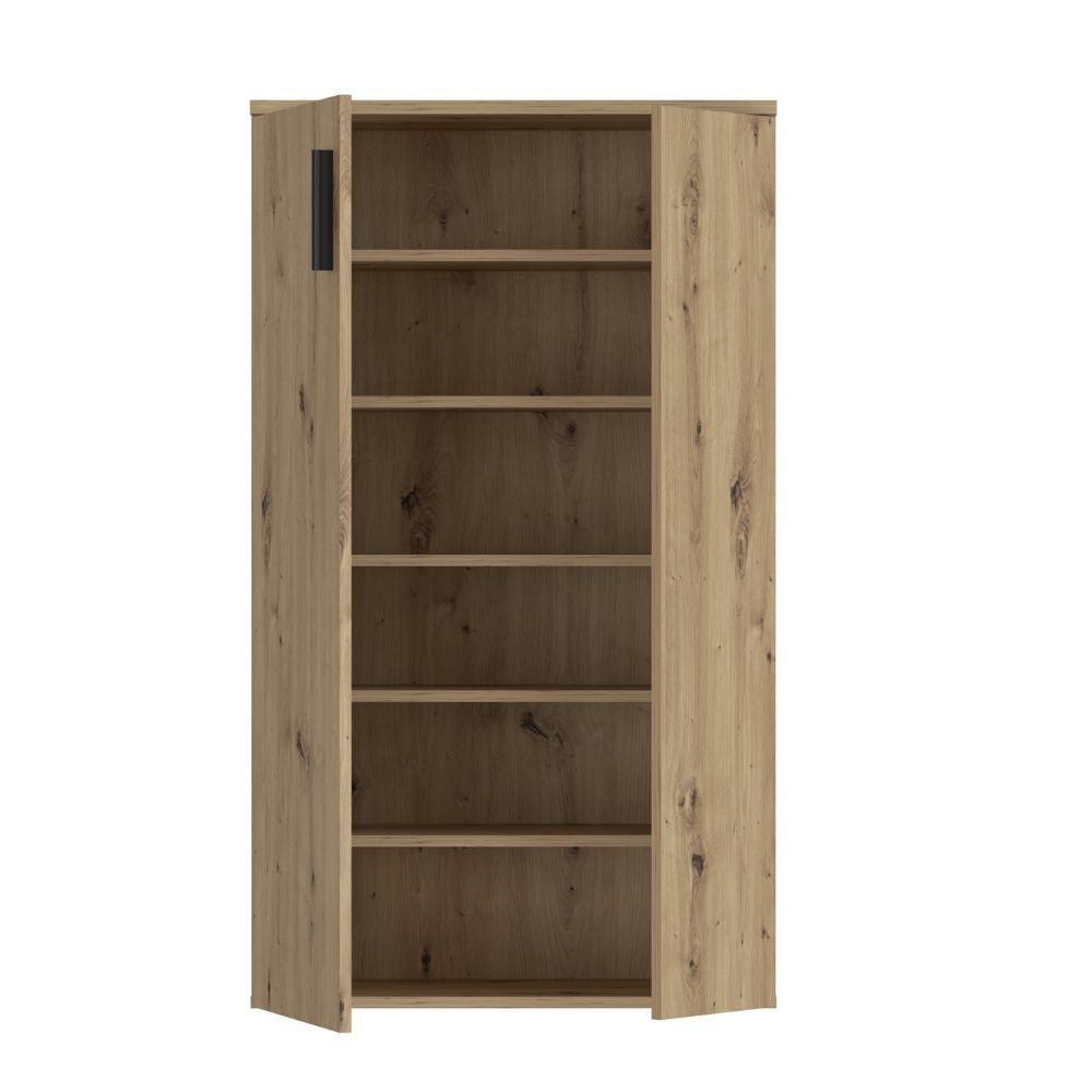 Mobile multiuso scarpiera 2 ante con 5 ripiani colore rovere 69x34x120H Lucio