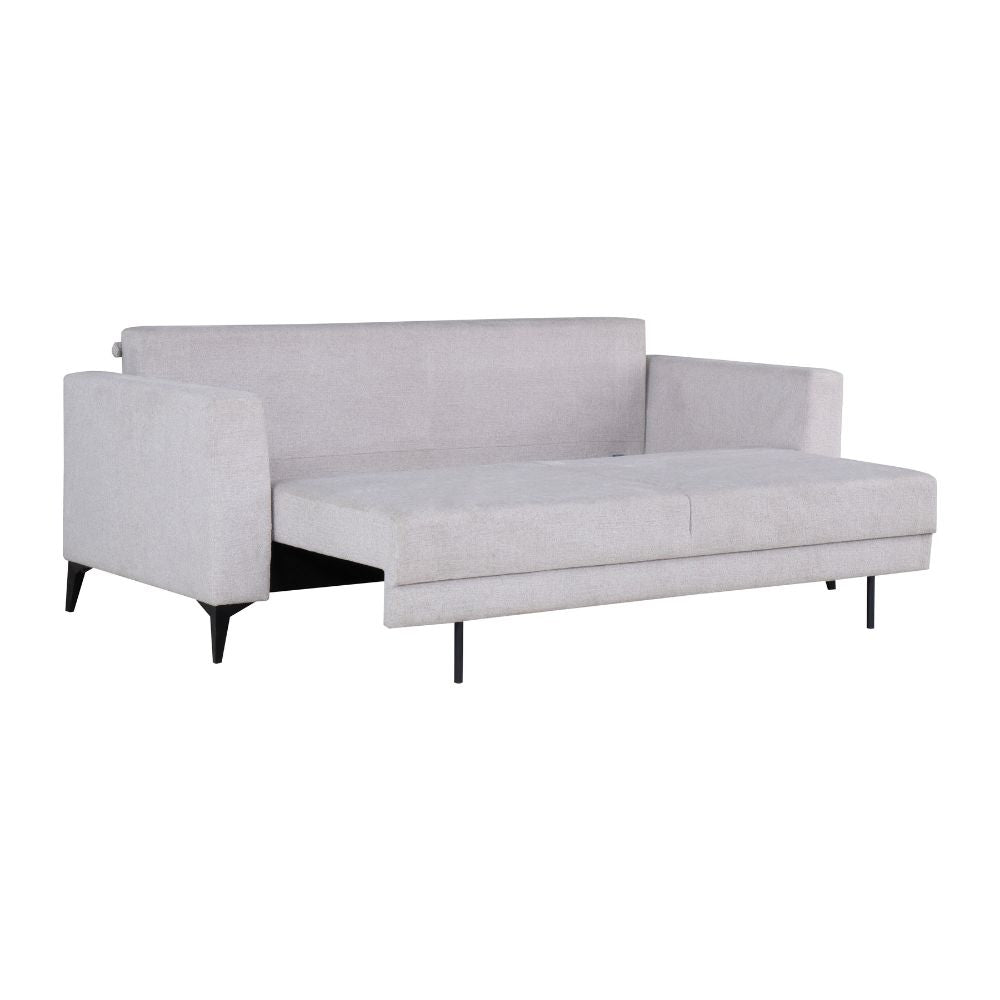 Divano con carrello estraibile e schienale ribaltabile 3 posti grigio chiaro - Derry