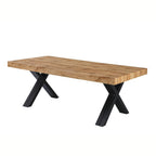 Table extensible plateau couleur chêne et pieds métal noir 200x100x74H cm - Evaste