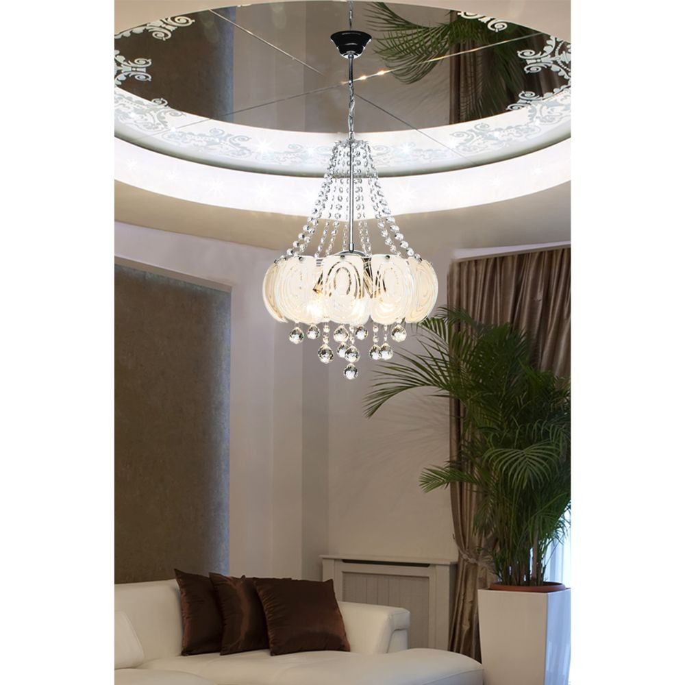 Lampada da soffitto 50 cm argento vetro decorato e pietre effetto cristallo